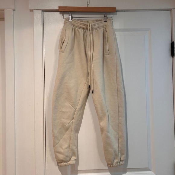 Hours Heavyweight Sweatpants Cream Joggers Mens Small Minimalist Streetwear - Picture 3 of 10